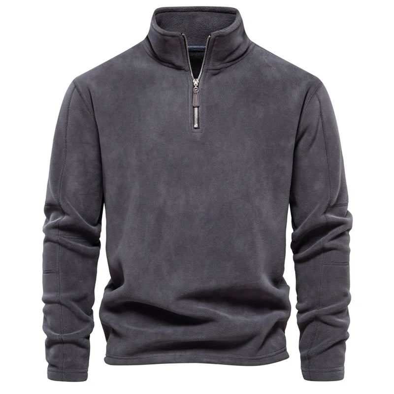 Men's fleece pullover | Half zipper, long sleeves, soft and warm, casual outdoor sweater