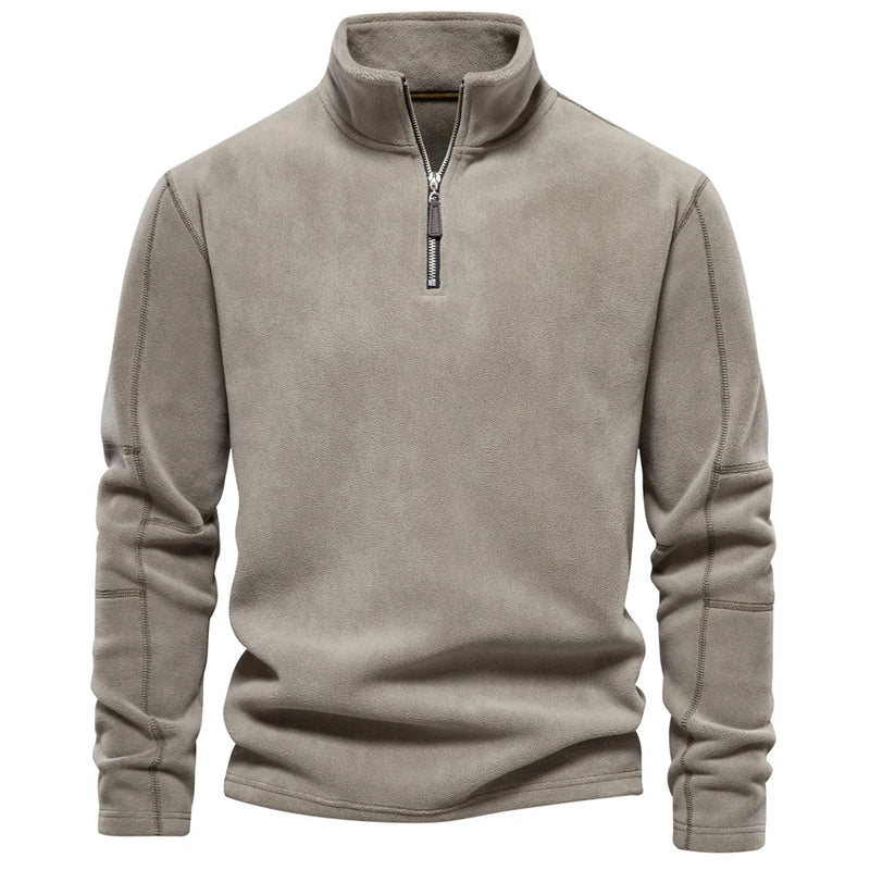 Men's fleece pullover | Half zipper, long sleeves, soft and warm, casual outdoor sweater