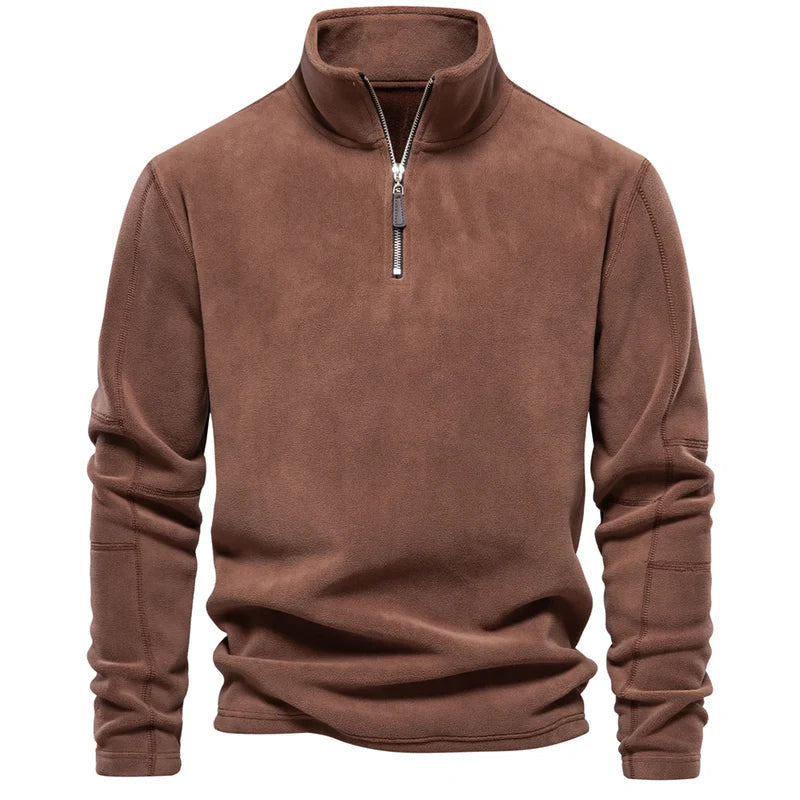 Men's fleece pullover | Half zipper, long sleeves, soft and warm, casual outdoor sweater