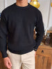 Men's ribbed sweater with round neck | Classic long sleeves knitted pullover