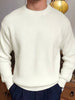 Men's ribbed sweater with round neck | Classic long sleeves knitted pullover