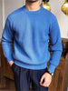 Men's ribbed sweater with round neck | Classic long sleeves knitted pullover