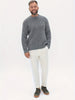 Men's gross knitted gray sweater | Comfortable ribbed round neck pullover