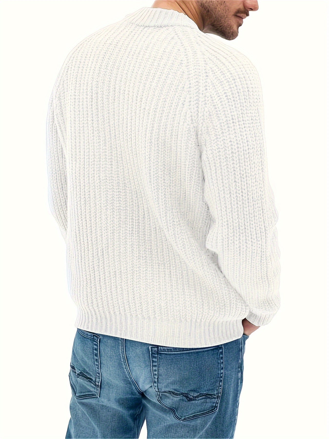 Men's gross knitted gray sweater | Comfortable ribbed round neck pullover