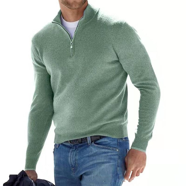 Men's half -zipper knitted sweater | Casual long sleeves pullover for autumn and winter