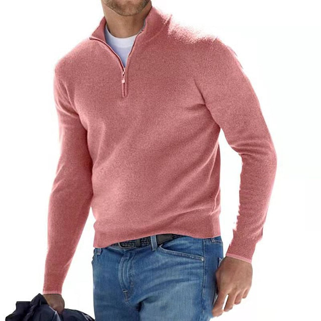 Men's half -zipper knitted sweater | Casual long sleeves pullover for autumn and winter