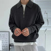 Men's Half zipper ribbed sweater | Casual long sleeves pullover with collar
