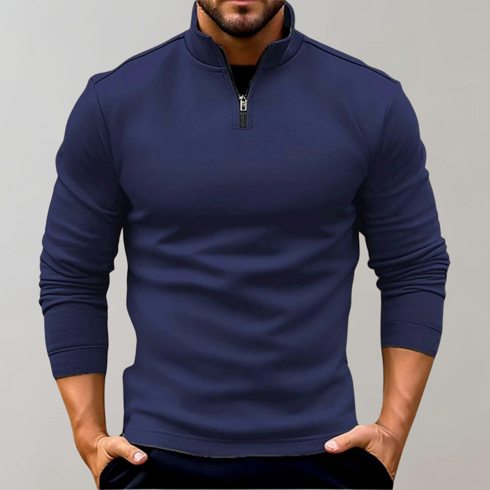 Men Half Rits Long Sleeve Pullover | Slim-Fit Casual Sweater