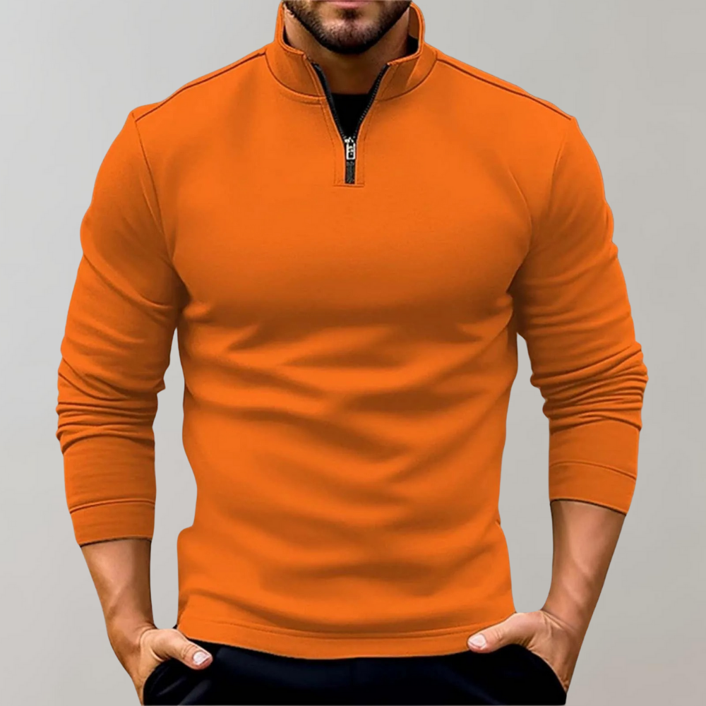 Men Half Rits Long Sleeve Pullover | Slim-Fit Casual Sweater