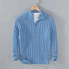 Men's cable kneaded half-zip sweater