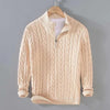 Men's cable kneaded half-zip sweater