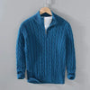 Men's cable kneaded half-zip sweater