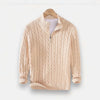 Men's cable kneaded half-zip sweater