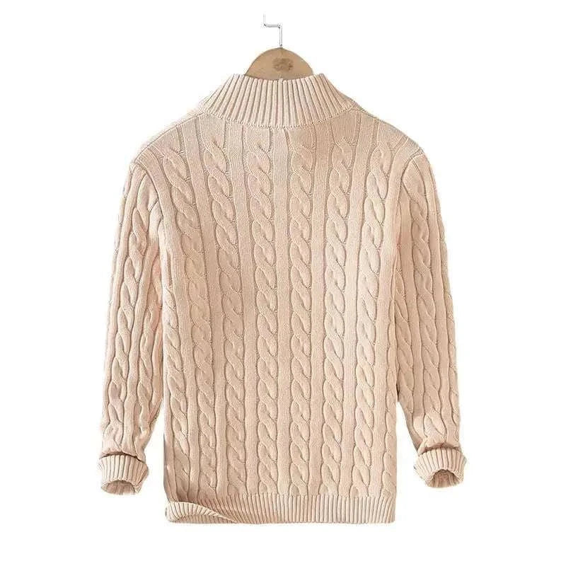 Men's cable kneaded half-zip sweater