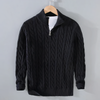 Men's cable knitted half -zipper sweater | Classic long sleeves pullover for autumn and winter