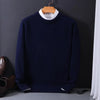 Men's light blue cashmere sweater | Soft round neck knitted sweater