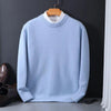 Men's light blue cashmere sweater | Soft round neck knitted sweater
