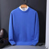 Men's light blue cashmere sweater | Soft round neck knitted sweater