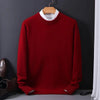 Men's light blue cashmere sweater | Soft round neck knitted sweater