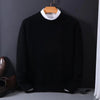 Men's light blue cashmere sweater | Soft round neck knitted sweater