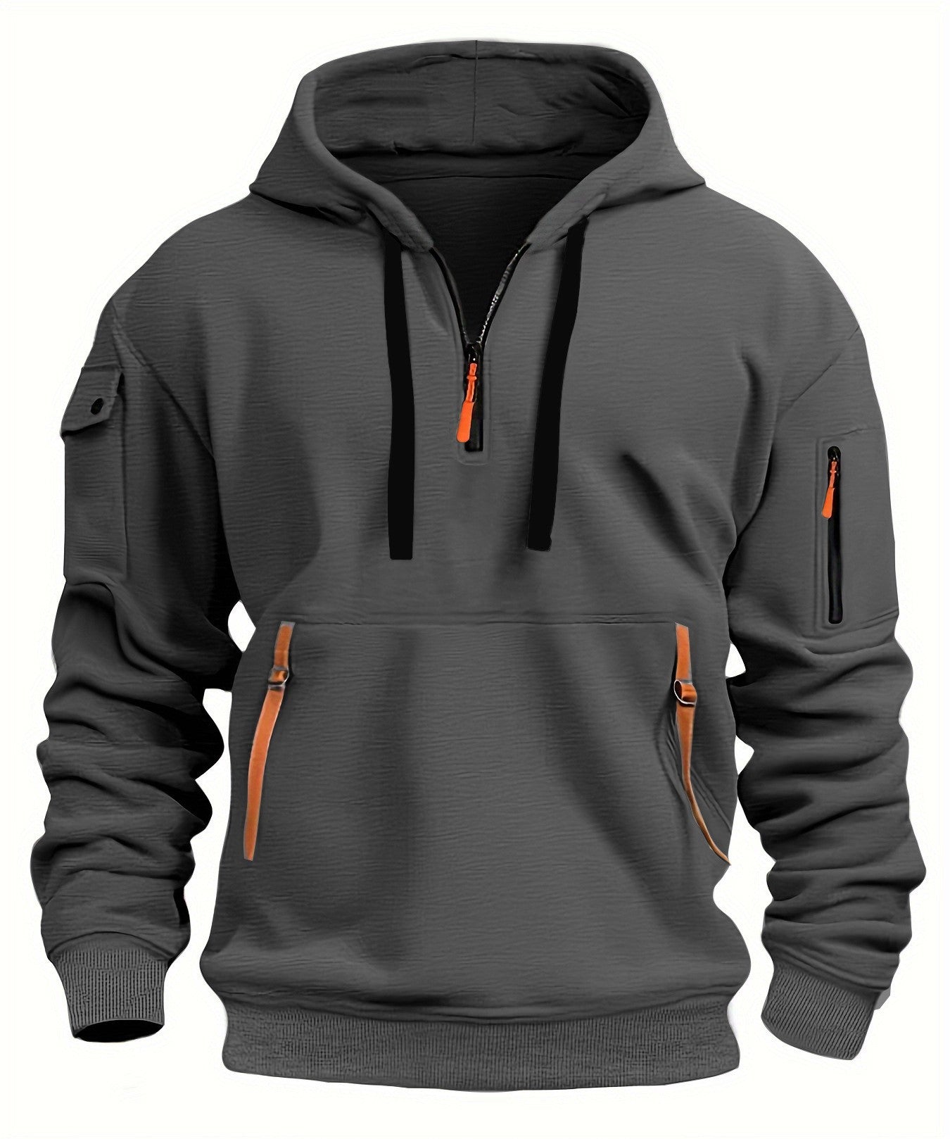 Men's Tech Hoodie | Zip pockets, half zipper, adjustable drawstring, casual sporting fit