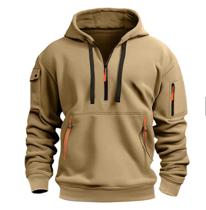 Men's Tech Hoodie | Zip pockets, half zipper, adjustable drawstring, casual sporting fit