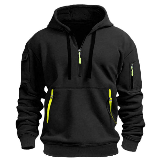 Men's Tech Hoodie | Zip pockets, half zipper, adjustable drawstring, casual sporting fit
