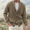 Men's cardigan with scarf collar Button closure, knitted, warm soft wool mix