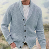 Men's cardigan with scarf collar Button closure, knitted, warm soft wool mix