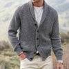 Men's cardigan with scarf collar Button closure, knitted, warm soft wool mix
