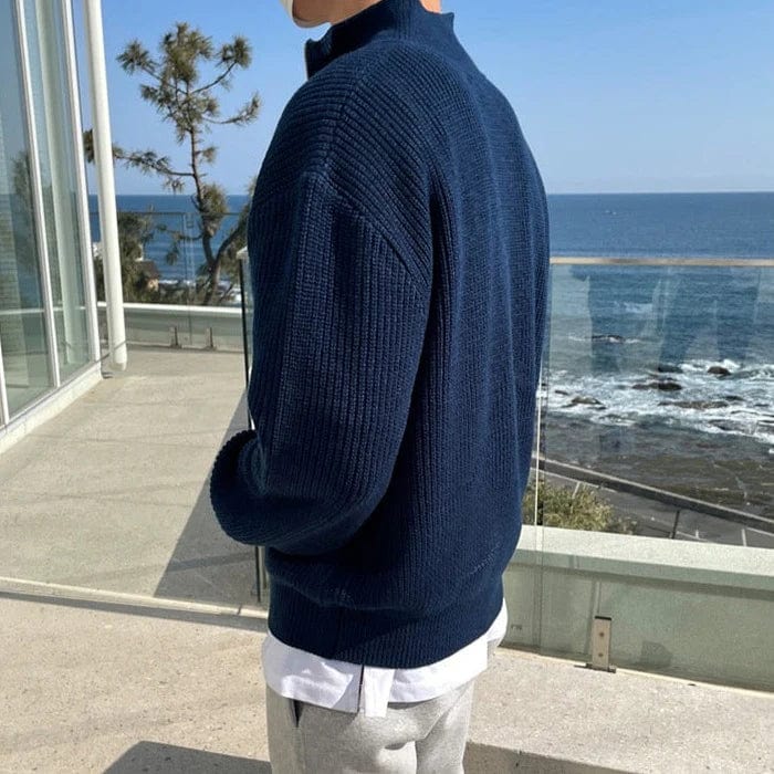 Herensweater with zipper and ribbed Breisel | Classic casual look