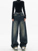 High -Waisted Jeans with wide legs - Vintage Wash Streetwear
