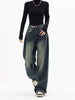 High -Waisted Jeans with wide legs - Vintage Wash Streetwear
