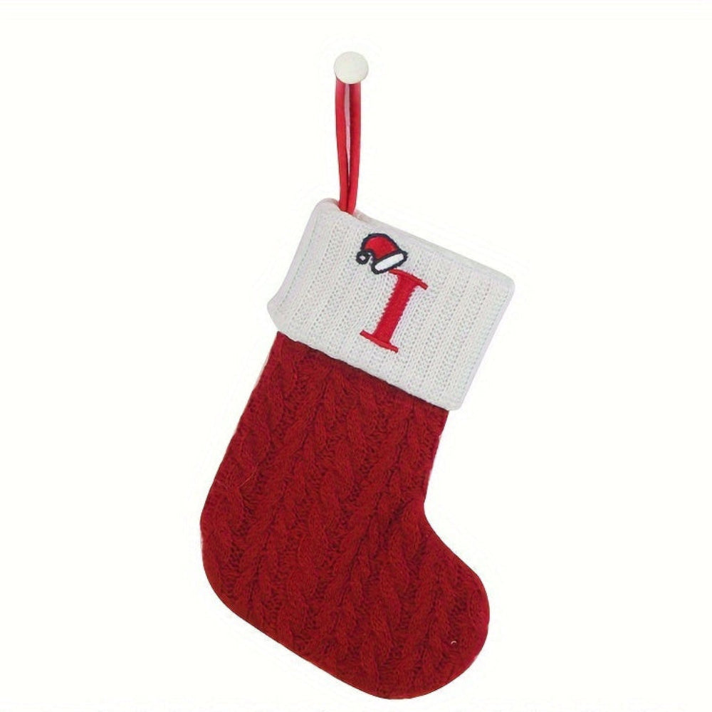Christmas Stocking Knit Monogram Alphabet Decorative Holiday Sock