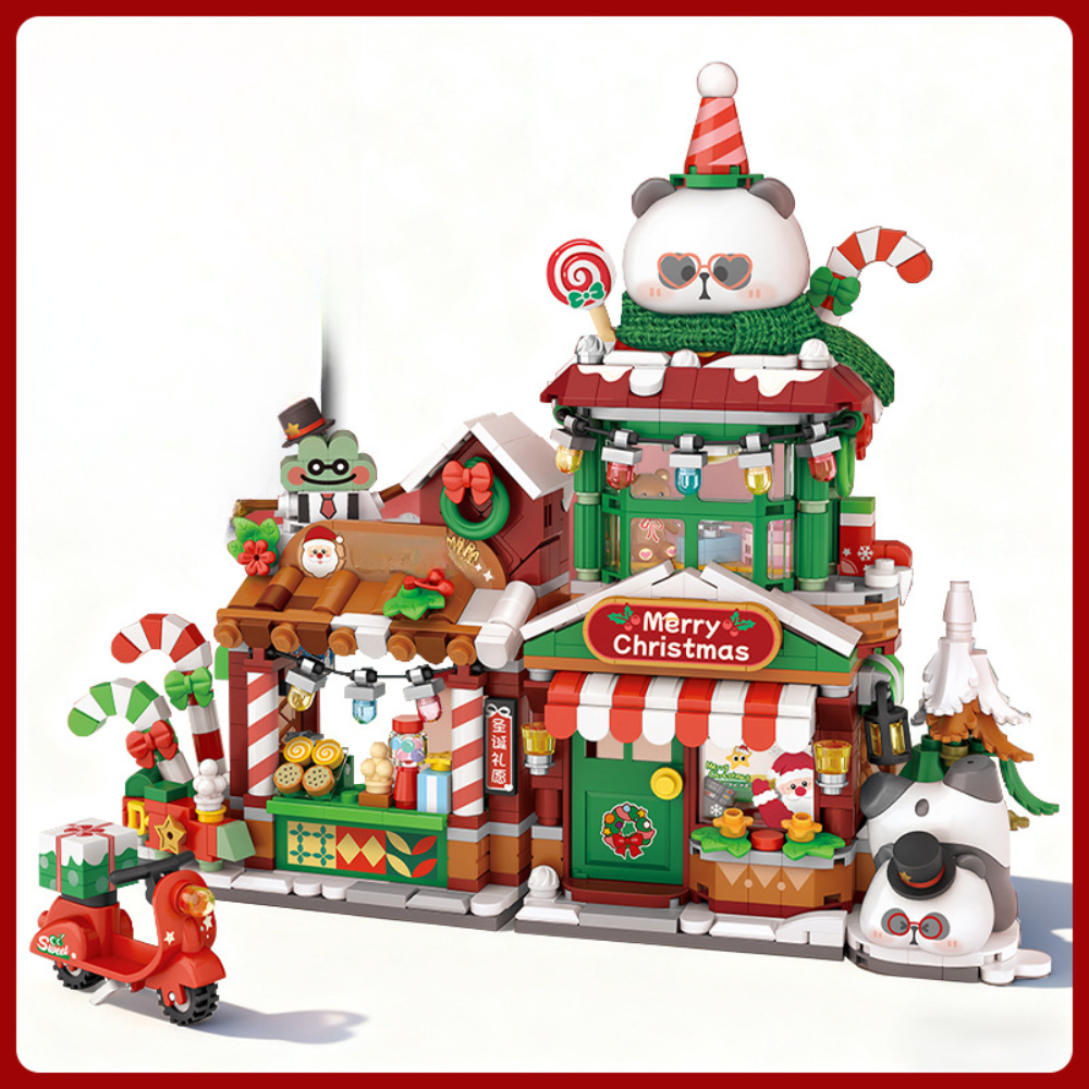 Christmas Gift Gingerbread House Toy Building Set LED Lights