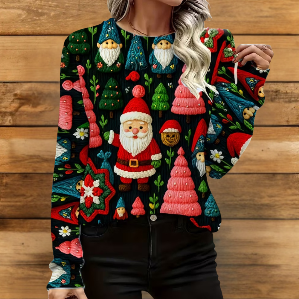 Women’s Ugly Christmas Sweater - Funny Cat Santa Sweatshirt