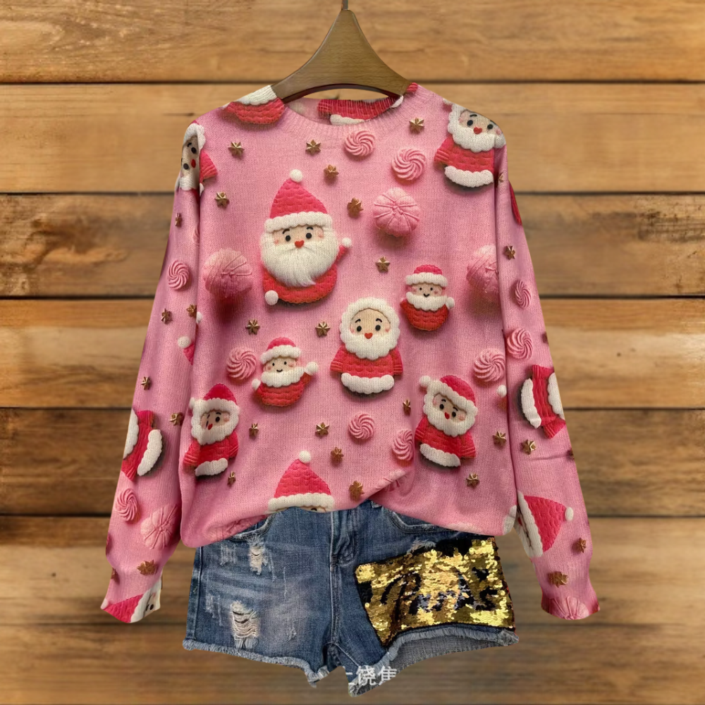Women’s Ugly Christmas Sweater - Funny Cat Santa Sweatshirt