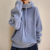 Oversized sweater with turtlenecks - comfortable sweater with adjustable cord