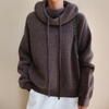 Oversized sweater with turtlenecks - comfortable sweater with adjustable cord