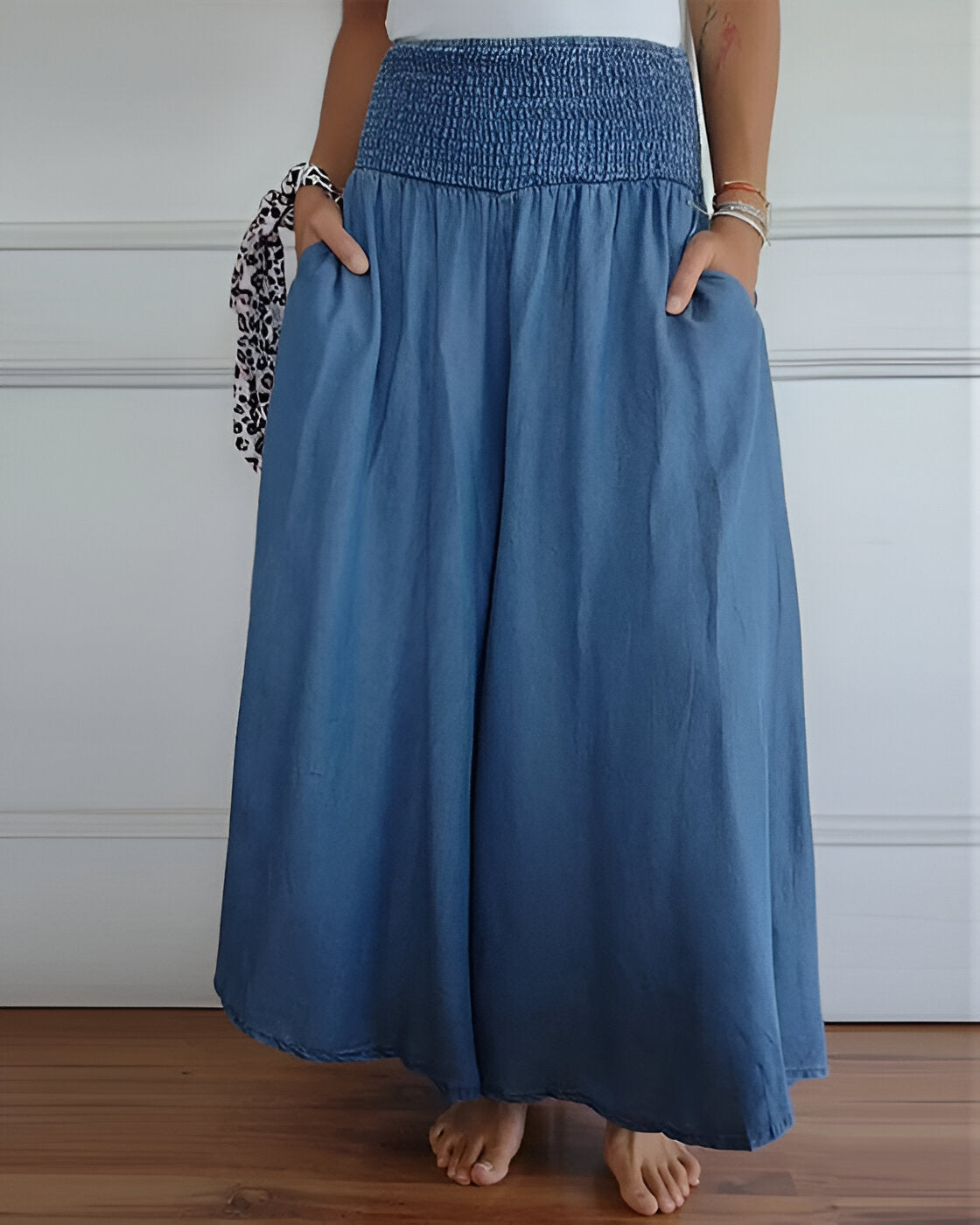 Saab Wide-Leg Pants with Elastic Waist