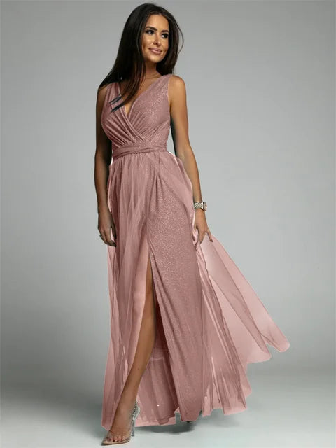 Stylish dress with a V-neck