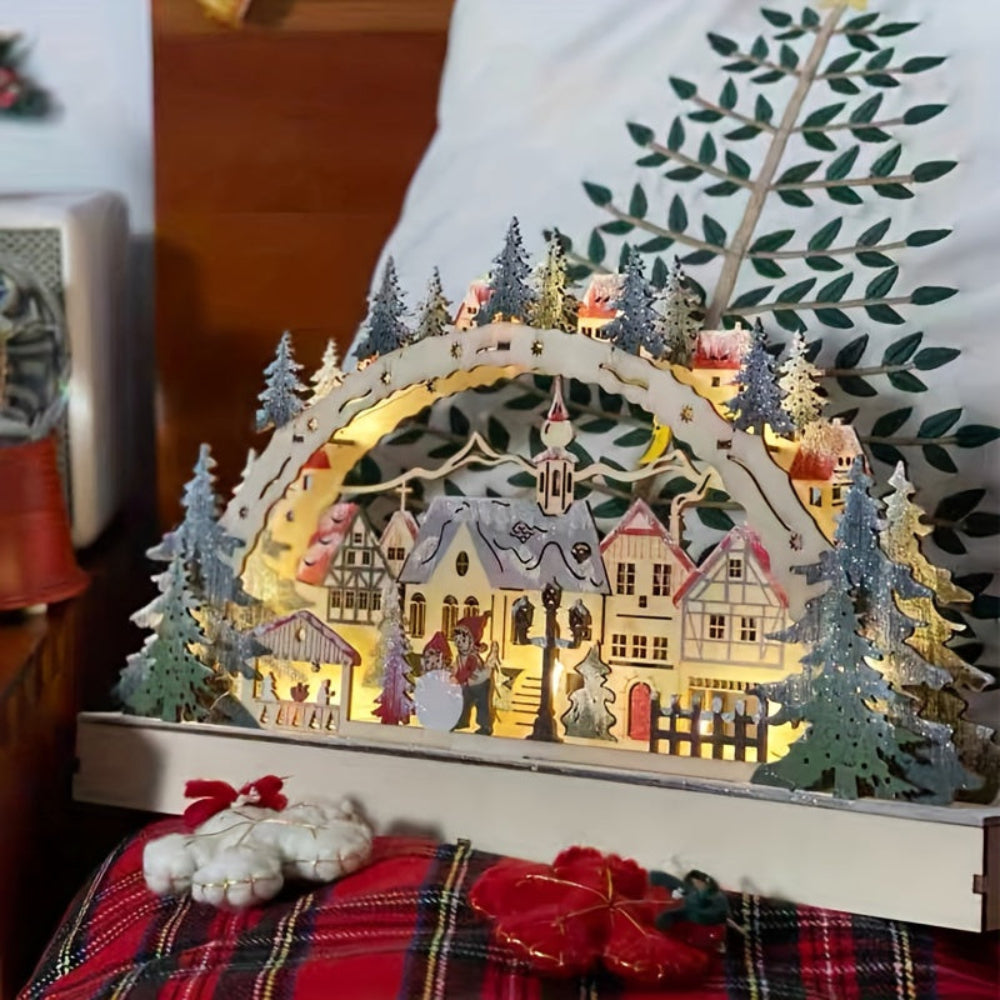 Christmas Ornaments LED Village Wooden Tabletop Decoration