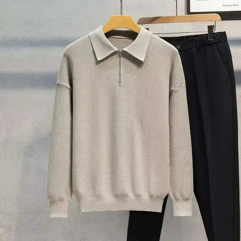 Sweater with half zipper