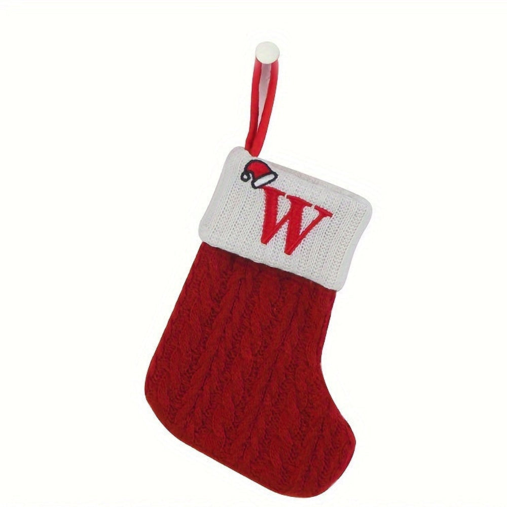 Christmas Stocking Knit Monogram Alphabet Decorative Holiday Sock