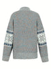 Winter knitted sweater with Norwegian snowflake pattern Warm high neck pullover