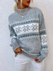 Winter knitted sweater with Norwegian snowflake pattern Warm high neck pullover