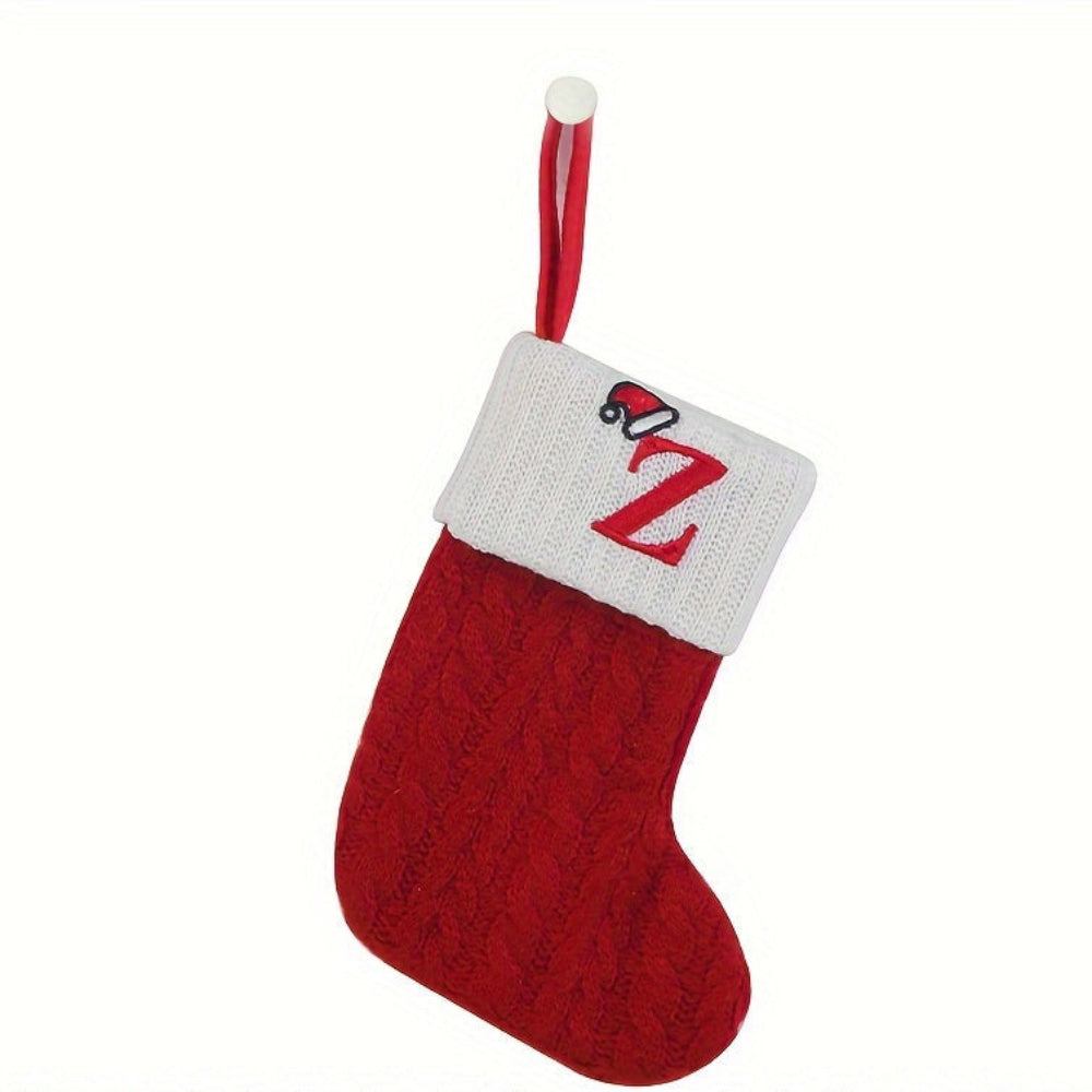 Christmas Stocking Knit Monogram Alphabet Decorative Holiday Sock